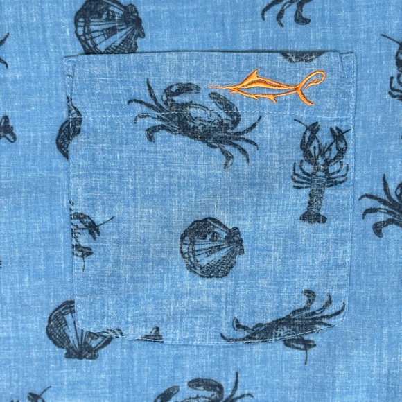 SALT LIFE Crustaceans Shirt Men's XL Blue Crabs Lobster Scallops Mallets Seafood - Picture 5 of 9